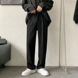 BONSIR  -  Black Suit Pants Men Fashion Society Mens Dress Pants Korean Loose Brown Straight Casual Pants Mens Office Formal Trousers S-3XL