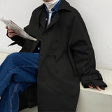 Bonsir Mens Fashion Trench Coats Autumn Men Long Jacket Coats Streetwear Casual Solid Loose Trench Windbreaker Plus Size 5XL-M
