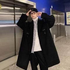 Bonsir Men's Loose Medium And Long Woolen Coat Autumn And Winter New Korean Fashion Trend Thin Windbreaker Casual Coat