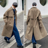 Bonsir Mens Fashion Trench Coats Autumn Men Long Jacket Coats Streetwear Casual Solid Loose Trench Windbreaker Plus Size 5XL-M
