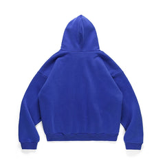 Bonsir Front Pockets Blue Color Solid Hooded Hoodies for Men and Women Oversized High Street Harajuku Casual Sweatshirts