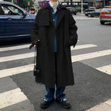 Bonsir Mens Fashion Trench Coats Autumn Men Long Jacket Coats Streetwear Casual Solid Loose Trench Windbreaker Plus Size 5XL-M