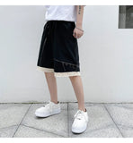 Bonsir Summer wear ins personality contrast rough hem men's elastic waist casual pants youth fashion men's yuppie panties
