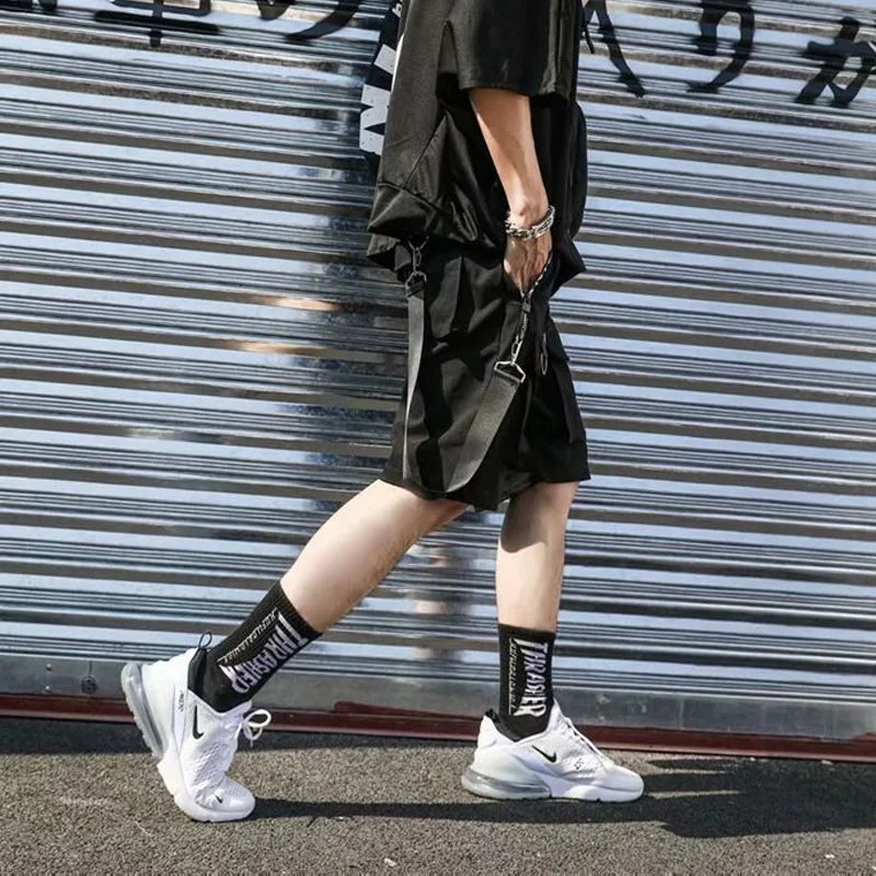 Bonsir Summer Men Shorts Techwear Japanese Harajuku Fashion Hip Hop Punk Streetwear Cargo Shorts for Male Joggers Ribbons Baggy Clothes