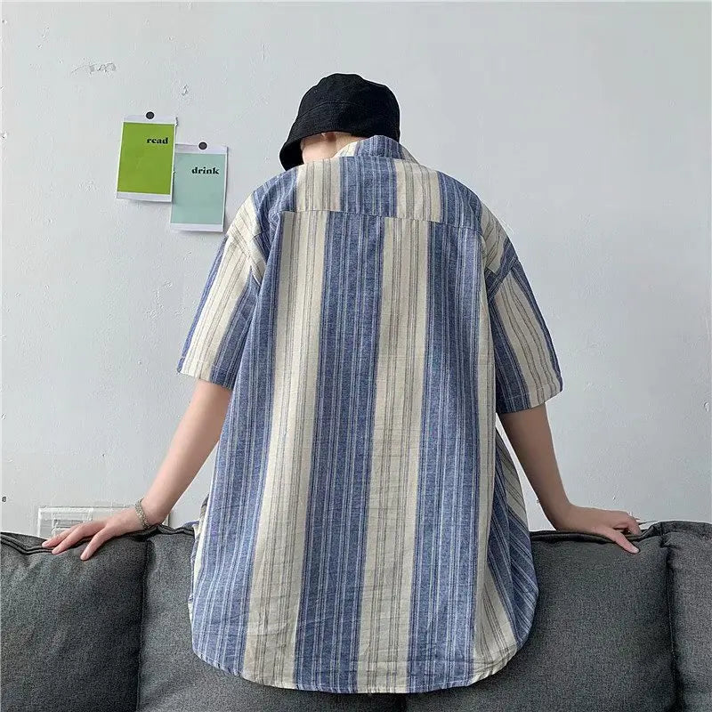 Bonsir Shirt Men's Tie Dye Ins Korean Fashion Loose Casual Versatile Short Sleeve Shirt Ruffian Handsome Half Sleeve Clothes