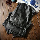 BONSIR  -  Autumn Men's Vests Coats Fashion PU Leather Sleeveless Jackets Casual Outwear Biker Leather Waistcoats Mens Clothing