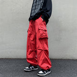 mens outfit inspiration American Style Overalls Men's Vintage Retro High Street Loose Casual Pants Functional Wind Drawstring Ankle-Tied Trousers