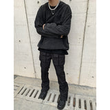 men’s style High Street Functional Style Trousers Zipper Micro Flared Pants Men's Street Casual All-Match Fashion Pants