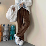 men fall outfits casual American Retro Brown Pants High Street Ins Brown Corduroy Pants 2024 Spring and Autumn Casual Trousers Men's Pants