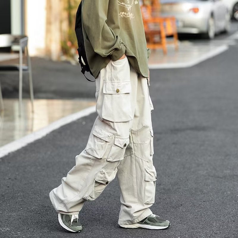 2000s fashion American Style Charging Pants Men's Spring and Autumn New High Street Vintage Functional Wind Tooling Casual Trousers