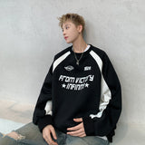 street fashion men streetwear American-Style Loose Men's and Women's All-Match Sweater Spring and Autumn Couple's New High Street Color Matching Casual Trendy Long-Sleeved Top