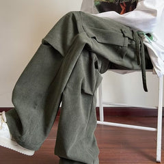 boy outfits Corduroy Overalls Men's Spring New Loose Straight Pants Trendy All-Match Wide-Leg Sports Casual Trousers