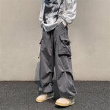 mens outfit inspiration American Style Overalls Men's Vintage Retro High Street Loose Casual Pants Functional Wind Drawstring Ankle-Tied Trousers