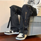 mens outfit inspiration American Retro High Street Overalls Men's Ins Retro Loose Casual Pants Spring and Autumn Ruan Handsome Straight Pants