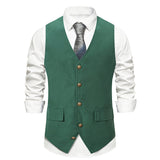 fall outfits men Autumn and Winter New Suit Vest Men's Medieval Retro Vest European Size V-neck Single-Breasted Casual Vest