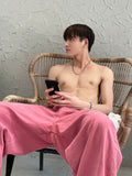 Bonsir Trendy Streetwear Hiphop Pink Boys Summer Oversize Denim Pants