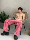 Bonsir Trendy Streetwear Hiphop Pink Boys Summer Oversize Denim Pants