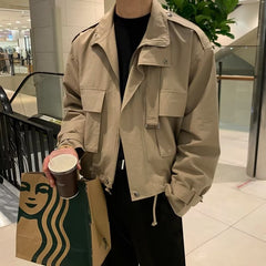 classy mens fashion Light Mature Style Handsome Men's Coat Spring and Autumn Korean Style Design Fashionable Fake Two-Piece Lapel Retro Workwear Jacket