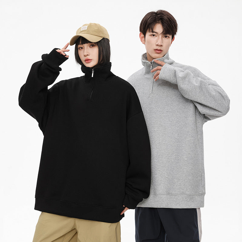 90s fashion men Men's Sweater Autumn and Winter New Fashion Brand Half Turtleneck Zipper Top Fashion Men and Women Couple Pullover Fashion Sweater