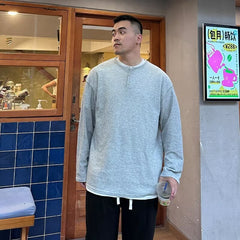 guys clothing styles Japanese Retro Henry Collar Fake Two-Piece Long-Sleeved T-shirt Men's Autumn Casual Sweater Men's Autumn Bottoming Shirt