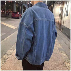 90s fashion men Spring and Autumn New Japanese Men's Denim Jacket Loose High Street Handsome Casual Suit Boys Workwear Lapel Jacket