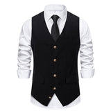 fall outfits men Autumn and Winter New Suit Vest Men's Medieval Retro Vest European Size V-neck Single-Breasted Casual Vest