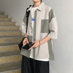 90s fashion men Summer Short-Sleeved Shirt Men's Korean-Style Casual Trendy Trendy Handsome Loose Hong Kong Style Japanese Style Workwear Shirt Half-Sleeve Coat