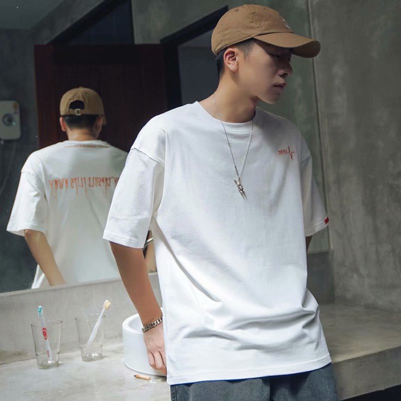 90s streetwear 2024 Summer New Printed Letter Short Sleeve T-shirt Men's Loose Half Sleeve Fashion Brand Bottoming Shirt T-shirt Top Clothes