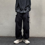 mens outfit inspiration American Style Overalls Men's Vintage Retro High Street Loose Casual Pants Functional Wind Drawstring Ankle-Tied Trousers