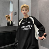 street fashion men streetwear American-Style Loose Men's and Women's All-Match Sweater Spring and Autumn Couple's New High Street Color Matching Casual Trendy Long-Sleeved Top