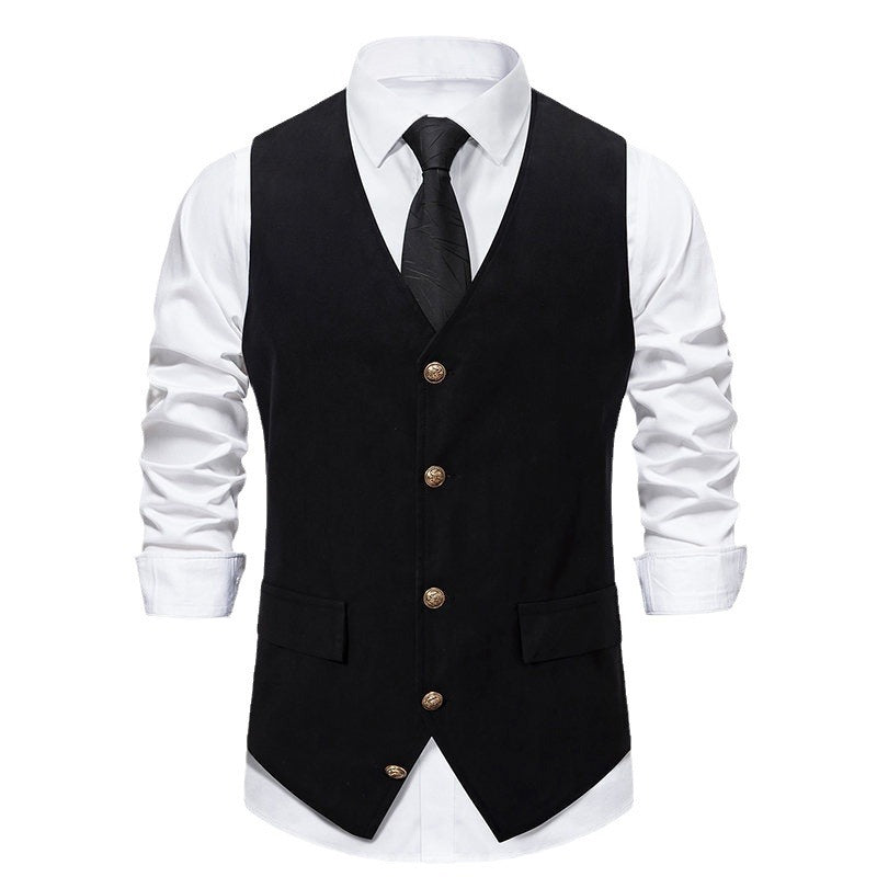 fall outfits men Autumn and Winter New Suit Vest Men's Medieval Retro Vest European Size V-neck Single-Breasted Casual Vest