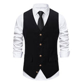 fall outfits men Autumn and Winter New Suit Vest Men's Medieval Retro Vest European Size V-neck Single-Breasted Casual Vest