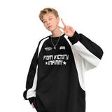 street fashion men streetwear American-Style Loose Men's and Women's All-Match Sweater Spring and Autumn Couple's New High Street Color Matching Casual Trendy Long-Sleeved Top