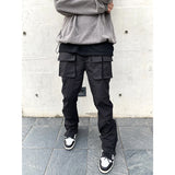 men’s style High Street Functional Style Trousers Zipper Micro Flared Pants Men's Street Casual All-Match Fashion Pants