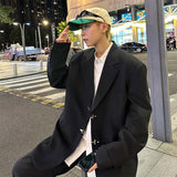 Spring and Autumn Solid Color Suit Jacket Men's Casual All-Matching High-End Sense Ruan Shuai Hong Kong Style Loose Handsome Korean Style Suit
