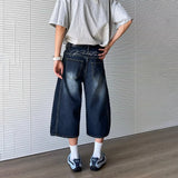 BONSIR  -  Mens Cropped Trousers Embroidered Deconstructed Casual Denim Shorts Streetwear Fashion Versatile Shorts Men'S Clothing 2025 New