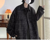BONSIR  -  Casual Plaid Young Style Jackets Men's Clothing Loose Turn-down Collar Spring Autumn Long Sleeve Korean Single-breasted Coats