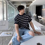 Bonsir Summer street fashion hip-hop personality hollow out round neck knitted short sleeved couple loose casual T-shirt top harajuku