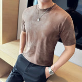 Bonsir Summer Sparkling T Shirts For Men High Quality O-Neck Elastic Slim Fit T Shirt Korean Casual Short Sleeved Social Party Tops Tee