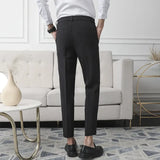 BONSIR  -  New Men's Slim Fit Small Feet Nine-Point Pants Stretch Straight Business Casual Suit Long Pants Fashion Korean Male Clothes