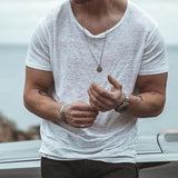 BONSIR  -  New High Quality T Shirt Casual Daily Fashion Holiday Loose Men O Neck Short Sleeve Slight Stretch Solid