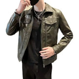 Bonsir Short Spring Autumn Man Suits and Blazers Cropped Leather Jacket for Men Simple Breasted Gentleman Trendy 2024 Original Coats