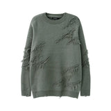 Bonsir Streetwear Hole Wool Crew Neck Harajuku Sweater Oversize Men and Women Pullover Retro Hip Hop Sweaters Knitted Baggy Cltohing