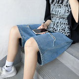 BONSIR  -  Summer Shorts Men's Ripped Streetwear Fashion Loose Jeans Hole Straight Wide Casual Soft Denim Shorts Male