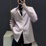 Bonsir Mens Shirt Love Print Casual Shirt Autumn American Retro Light Streetwear Versatile Campus Long-Sleeve Top Men'S Clothing