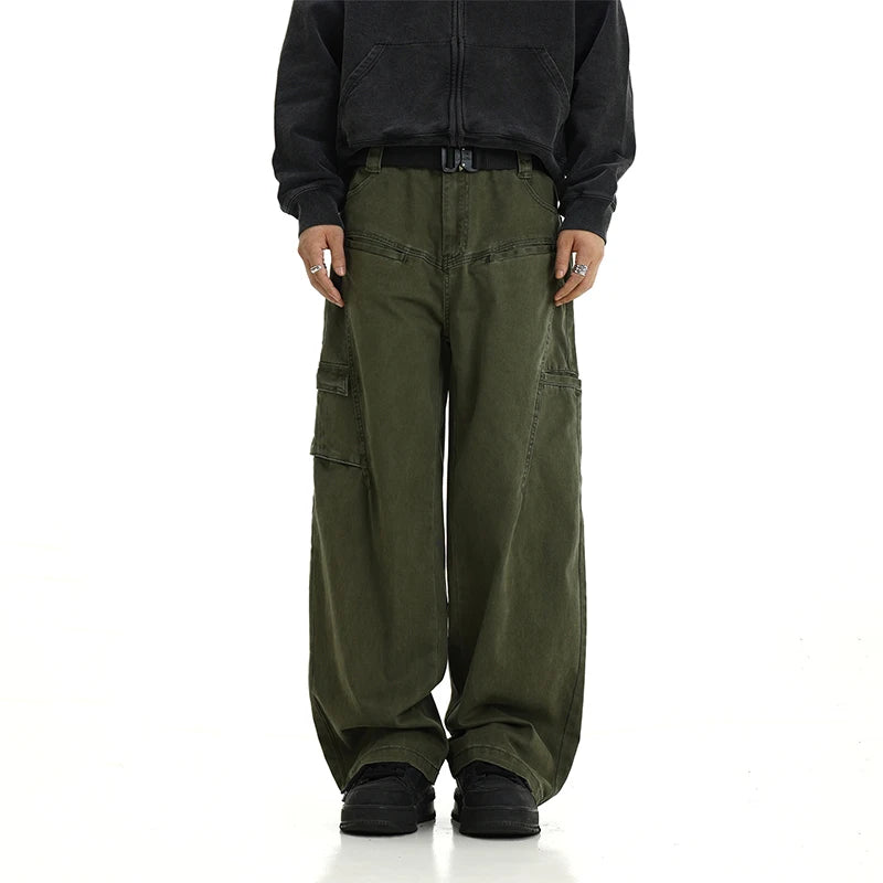 Bonsir Techwear Wide Cargo Pants Men Hip Hop Wide Leg Trousers Male Streetwear Loose Casual Oversize Korean Mens Clothing