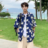 BONSIR  -  Summer Short Sleeve Floral Shirts Men Casual Loose Turn Down Collar Y2k Shirt for Man Fashion Streetwear Blouse Shirt Male
