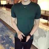 Bonsir Top Quality Summer Thin Short Sleeved Knitwear T-shirt Men Clothing Solid Color Slim Fit O-Neck Tee Shirt Streetwear 3XL-M