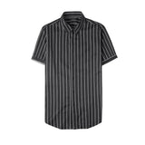 Bonsir Black / White Summer Men Short Sleeve Striped Shirts  High Quality Male Slim Fit Business Casual Shirt Formal Dress Blouse