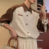 Bonsir Men Shirt Color Matching Casual Shirts Spring Streetwear Fashion Trend Valentines Long-Sleeve Tops Old Money Men'S Wear New